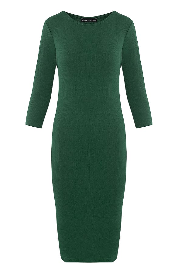 Midi Stretch Jurk Elke Smaragd – shoparchief — foto 5