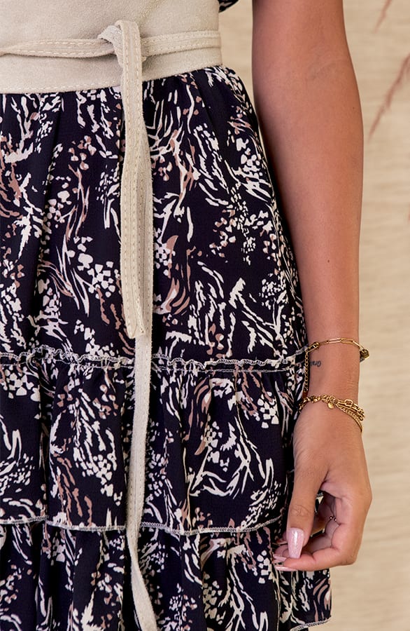 Ruches Jurk Met Print Jelina Zwart – shoparchief — foto 4