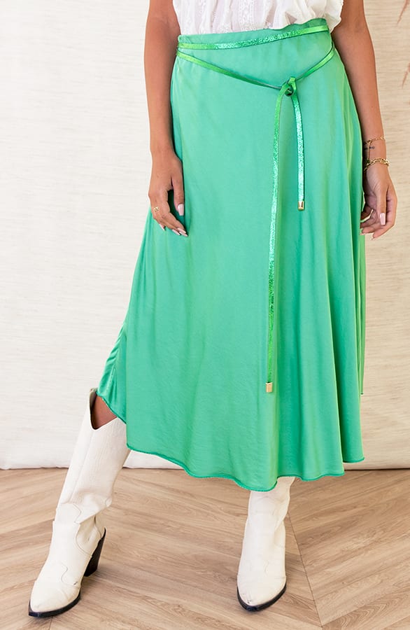 Satijnen Rok Alexis Bright Green – shoparchief