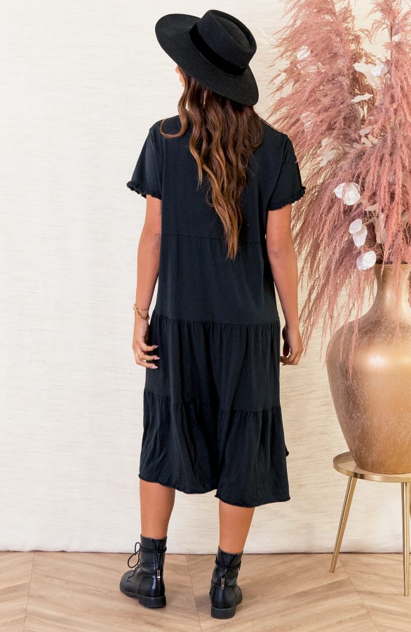Washed Laagjes Jurk Jazzy Zwart – shoparchief — foto 4
