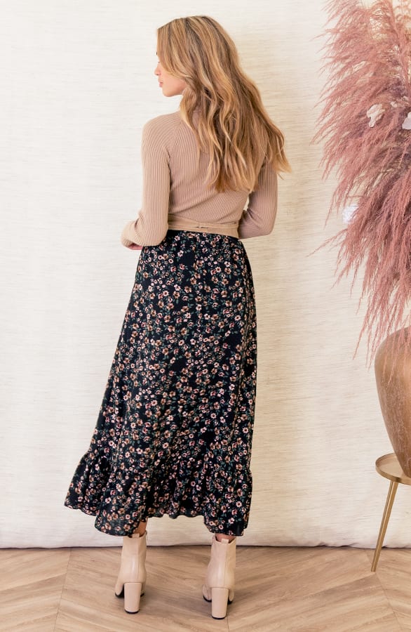 A-lijn Floral Rok Rowenna Zwart – shoparchief — foto 4