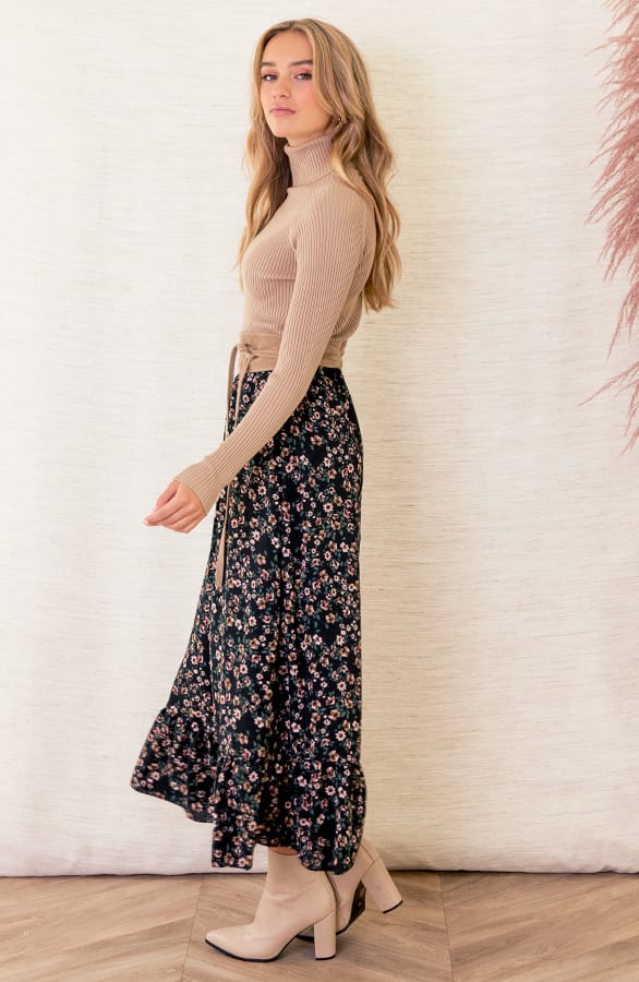 A-lijn Floral Rok Rowenna Zwart – shoparchief — foto 3