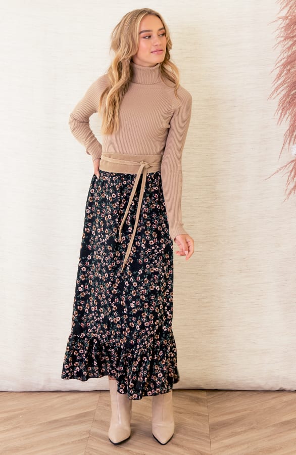 A-lijn Floral Rok Rowenna Zwart – shoparchief — foto 2