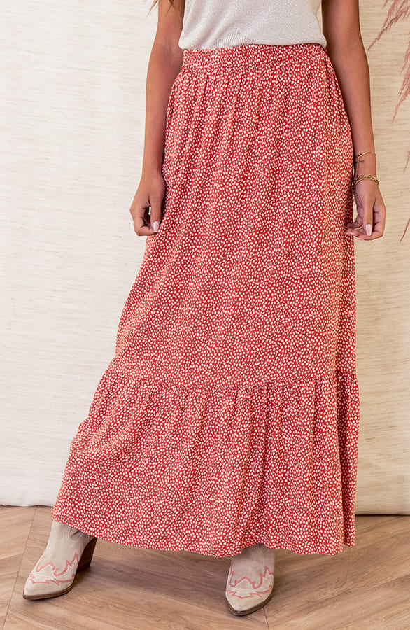 Bladeren Maxi Rok Jula Terracotta – shoparchief