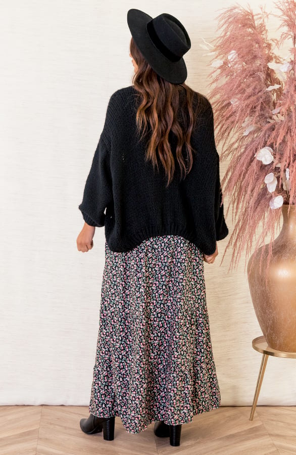 Bloemen Maxi Rok Jula Zwart Roze – shoparchief — foto 5