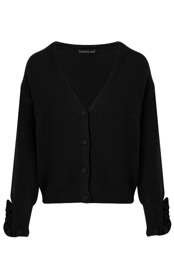 Button Vest Met Ruches Mina Zwart – shoparchief — foto 6