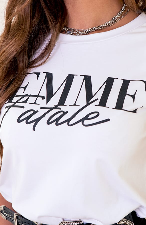Feminine T-shirt Daniek Wit Zwart – shoparchief — foto 3