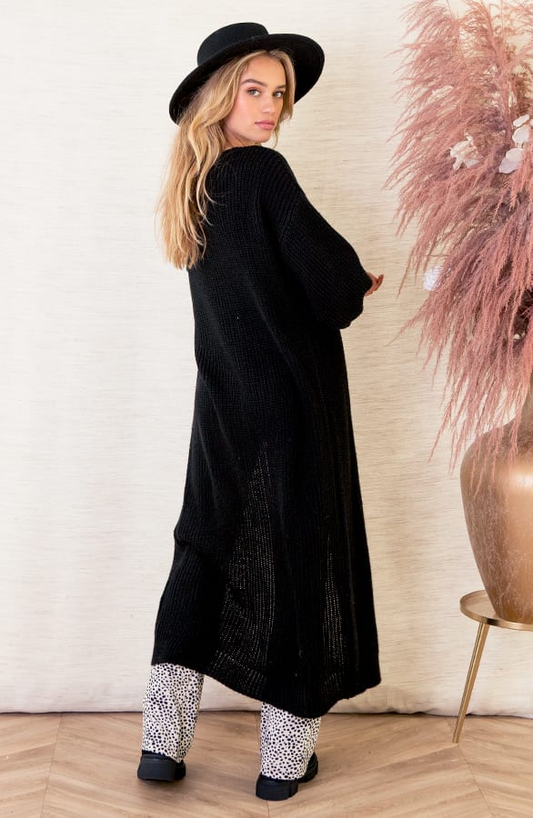 Gebreid Vest Lang Mila Zwart – shoparchief — foto 9