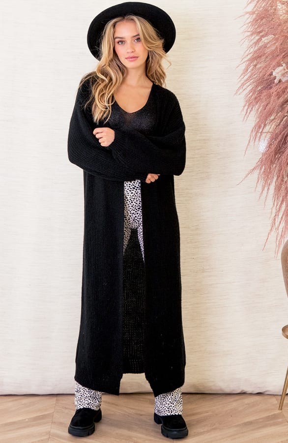 Gebreid Vest Lang Mila Zwart – shoparchief — foto 8