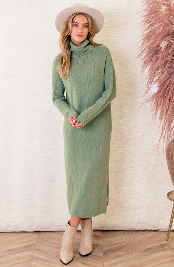 Gebreide Jurk Met Col Floor Dust Mint – shoparchief — foto 2