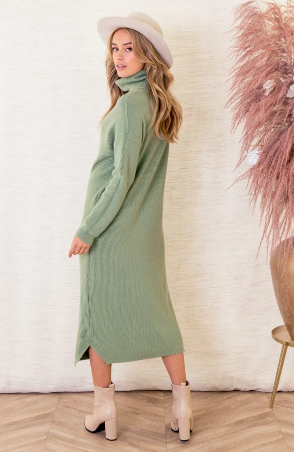 Gebreide Jurk Met Col Floor Dust Mint – shoparchief — foto 4