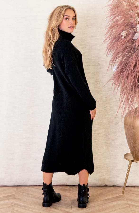 Gebreide Jurk Met Col Floor Zwart – shoparchief — foto 4