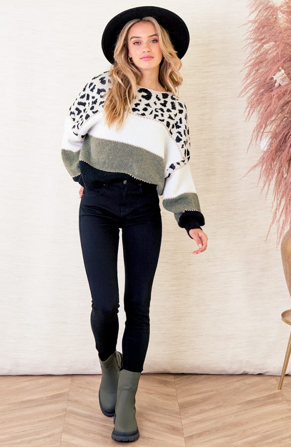 Gestreepte Panter Trui Lexi Army – shoparchief — foto 2