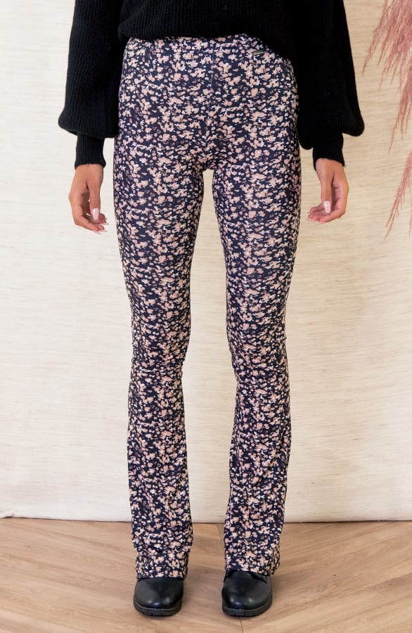Janine Flared Broek Bloemen Zwart Taupe – shoparchief
