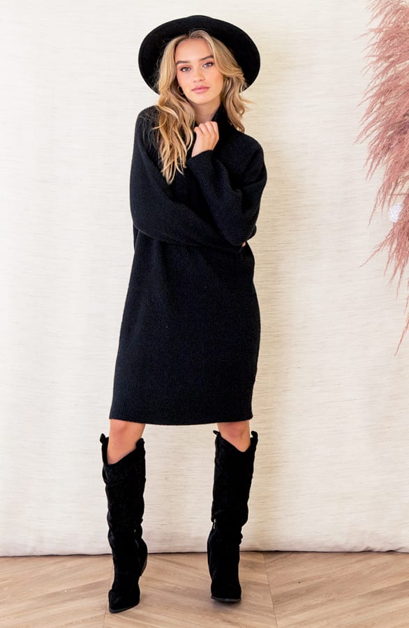 Jurk Met Col Michelle Zwart – shoparchief — foto 3