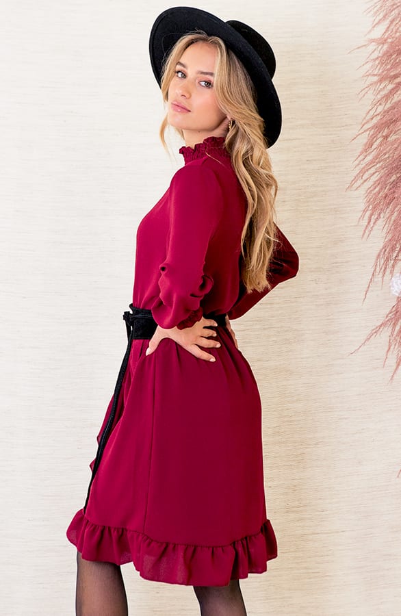 Jurk Met Colkraag Iliana Bordeaux – shoparchief — foto 3