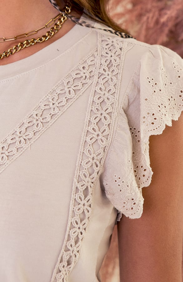 Katoenen Detail Top Jianna Beige – shoparchief — foto 3