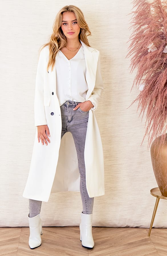 Lange Knopen Blazer Gigi Offwhite – shoparchief — foto 4