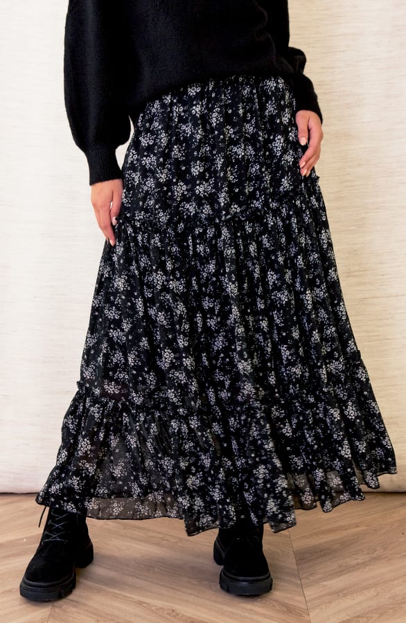 Lange Rok Met Print Merel Zwart – shoparchief