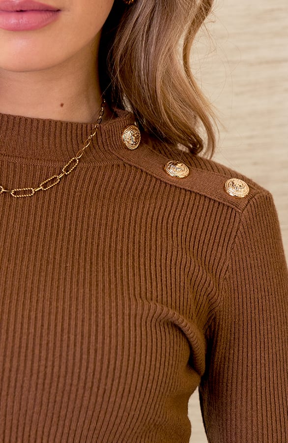 Longsleeve Stretch Trui Suzanne Cognac – shoparchief — foto 4