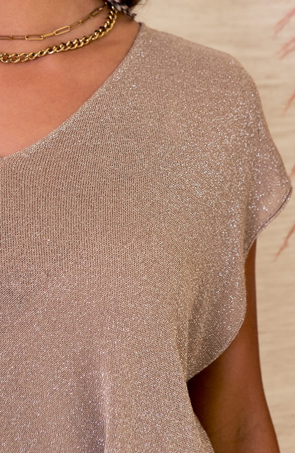 Loose Fit Lurex Top Doris Taupe – shoparchief — foto 3
