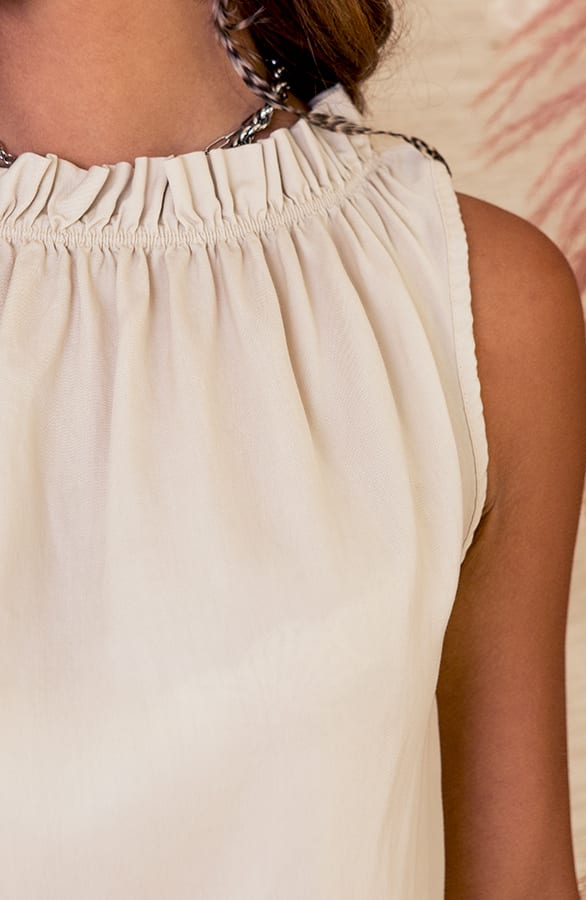 Loose Fit Top Met Strik Femke Beige – shoparchief — foto 5