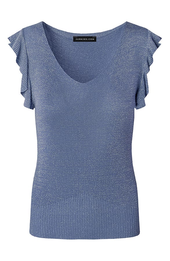 Lurex V-hals Top Novi Donkerblauw – shoparchief — foto 6