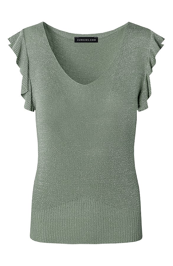 Lurex V-hals Top Novi Light Army – shoparchief — foto 5