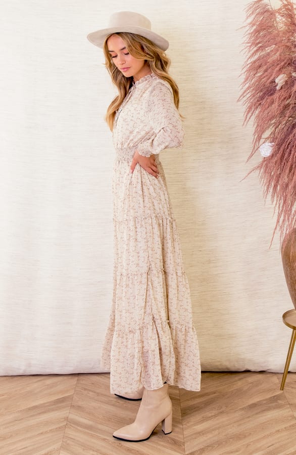 Maxi Jurk Met Elastiek Jessica Beige – shoparchief — foto 2