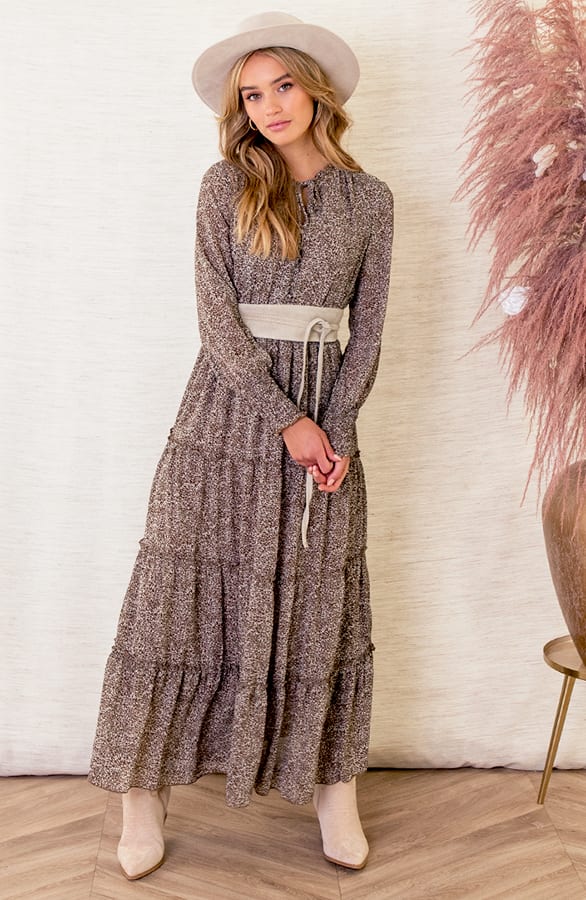 Maxi Jurk Met Elastiek Jessica Bruin – shoparchief — foto 2