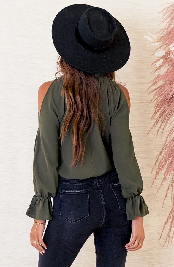 Open Shoulder Blouse Melody Army – shoparchief — foto 4