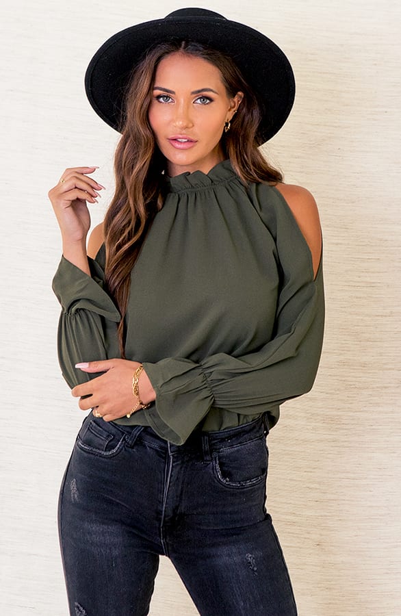Open Shoulder Blouse Melody Army – shoparchief