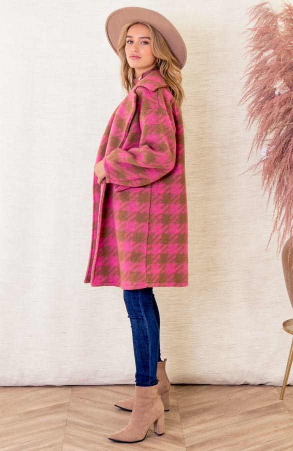 Oversized Jas Geblokt Rosa Roze – shoparchief — foto 10