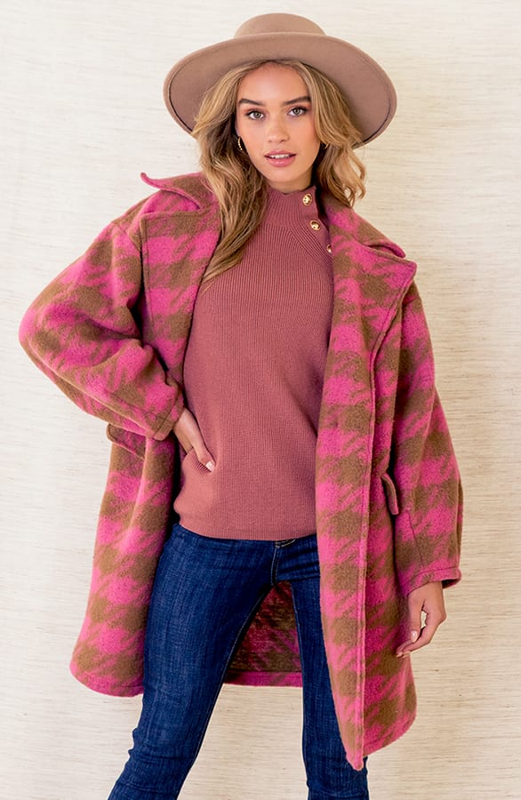 Oversized Jas Geblokt Rosa Roze – shoparchief — foto 8