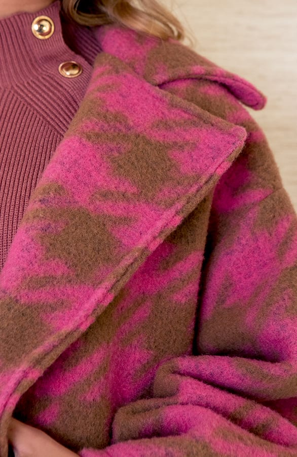 Oversized Jas Geblokt Rosa Roze – shoparchief — foto 11
