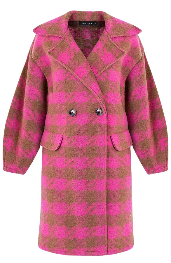 Oversized Jas Geblokt Rosa Roze – shoparchief — foto 12