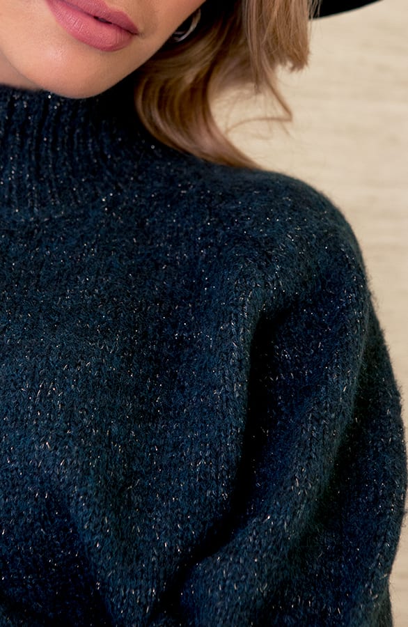 Oversized Lurex Trui Loesje Donkergroen – shoparchief — foto 4