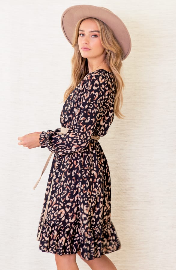 Panterprint Jurk Met Ruches lesley Zwart – shoparchief — foto 3