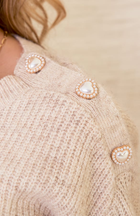 Parel Sierknopen Trui Juliette Beige – shoparchief — foto 2