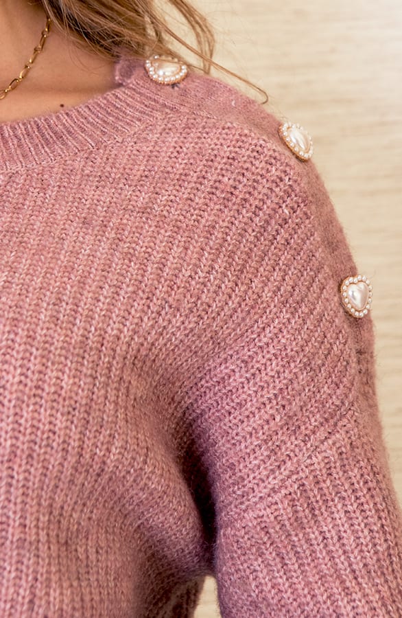 Parel Sierknopen Trui Juliette Oud Roze – shoparchief — foto 5