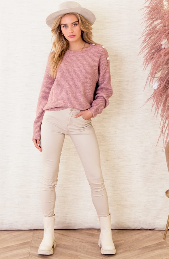 Parel Sierknopen Trui Juliette Oud Roze – shoparchief — foto 6