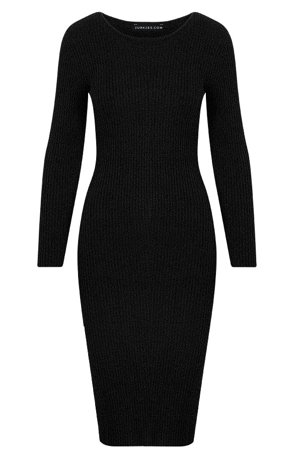 Rib Jurk Ronde Hals Lia Zwart – shoparchief — foto 6
