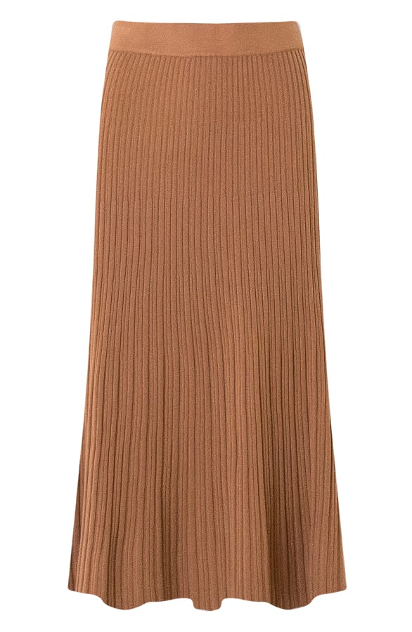 Ribstof A-lijn Rok Suus Camel – shoparchief — foto 6