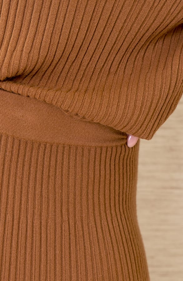 Ribstof A-lijn Rok Suus Camel – shoparchief — foto 5