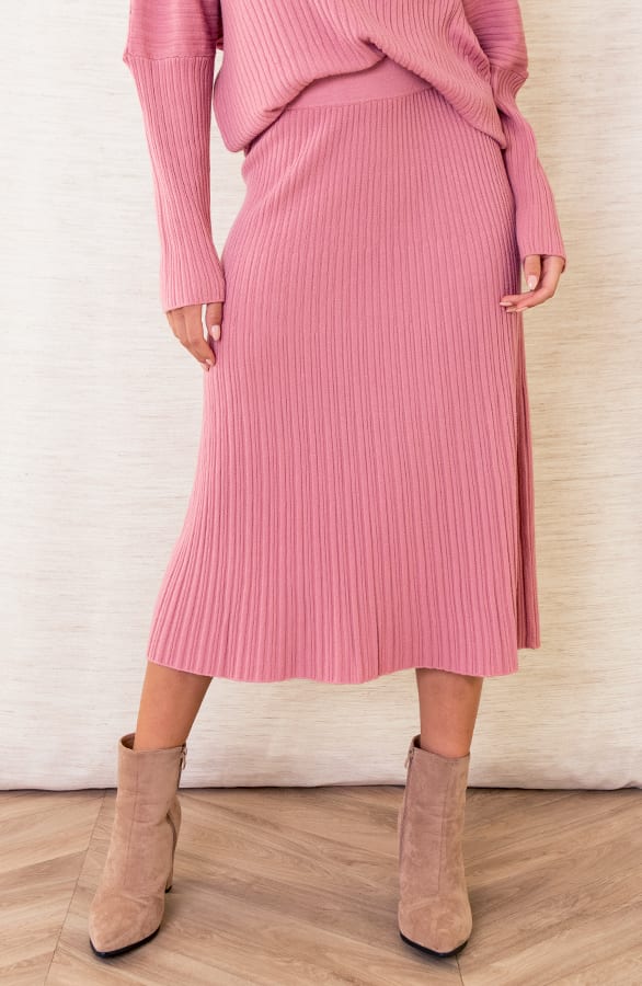 Ribstof A-lijn Rok Suus Oud Roze – shoparchief