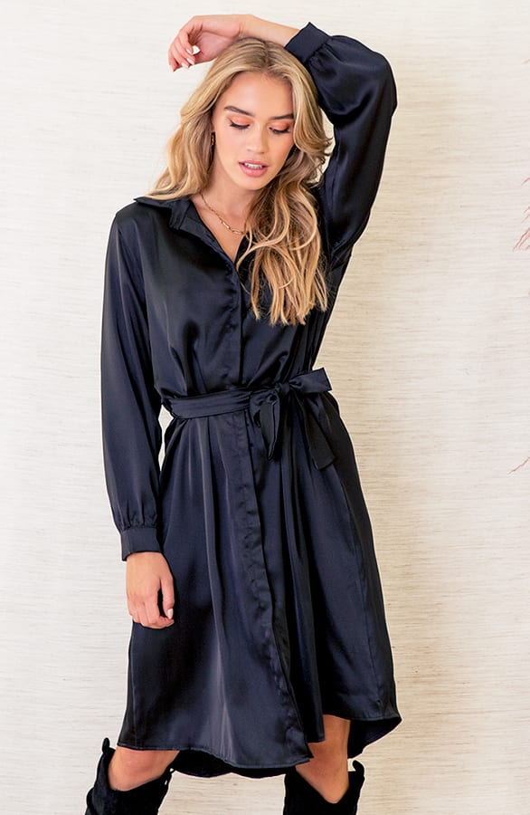 Silk Dress Yvette Zwart – shoparchief — foto 2