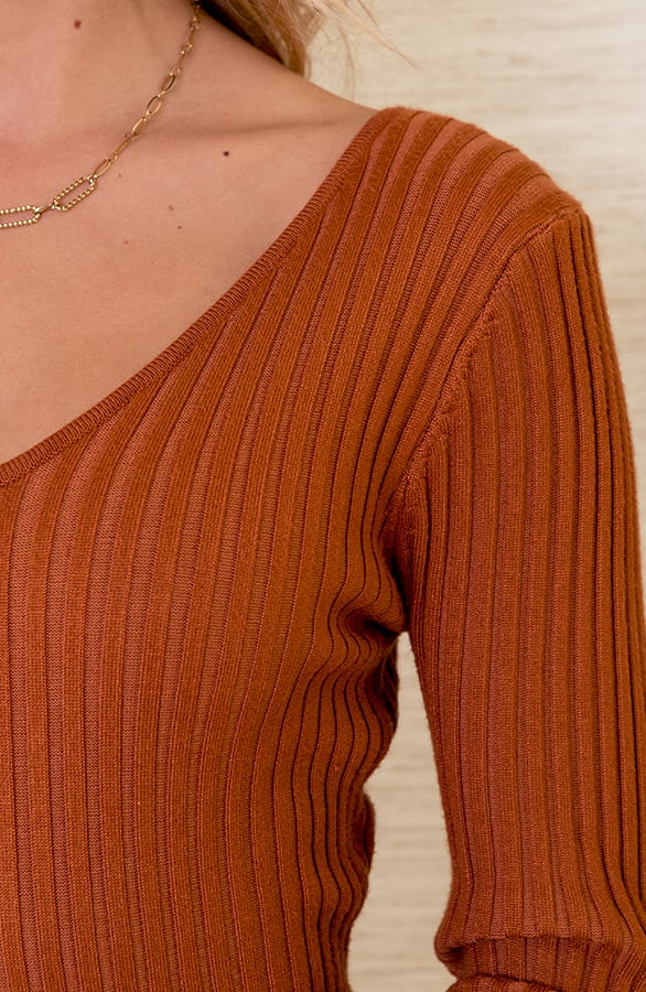 Stretch Rib Jurk Nola Cognac – shoparchief — foto 4