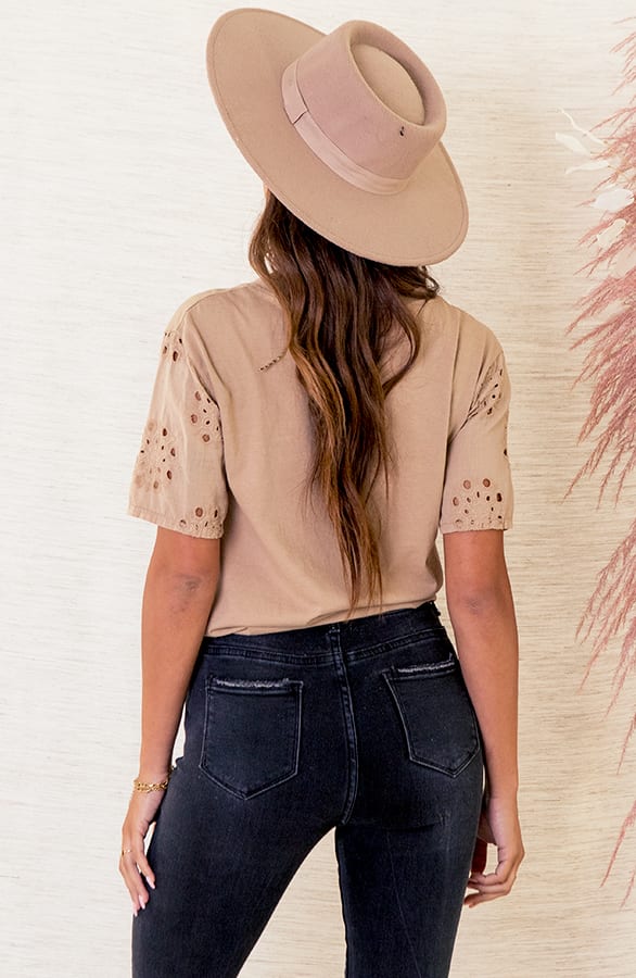 Strik Top Met Embroidery Mouw Vanessa Camel – shoparchief — foto 3