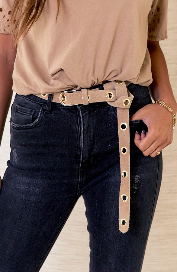Lange Suede Riem Merith Beige – shoparchief — foto 2