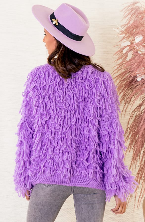 Trendy Gebreid Franjes Vest Veerle Paars – shoparchief — foto 3